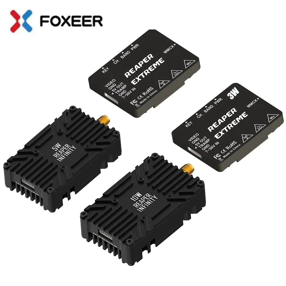 

FOXEER Reaper Extreme 2.5W 3W 5.8G / 5W 10W 4.9G-6G 80CH VTX image transfer 7-36V for Long Range RC FPV Drone