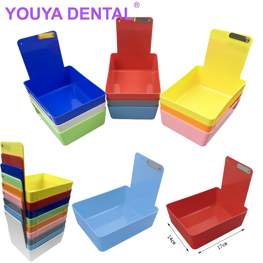 7Pcs Dental Turnover Finishing Box Storage Box Work Pans Durable Case With Clip Organizer Tray Model Placement Box Lab Tools