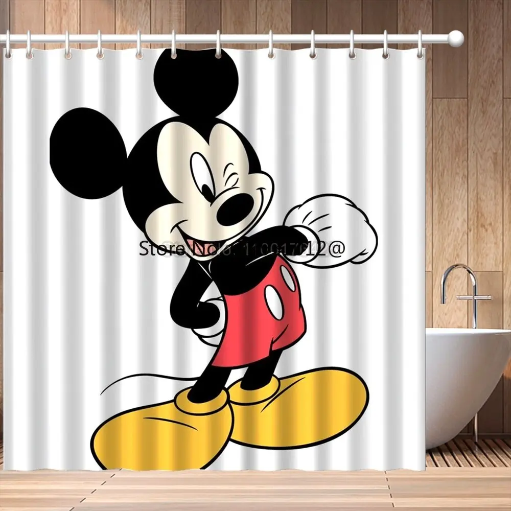 Disney Mickey Mouse Printed Shower Curtain Cartoon Lovely Waterproof Polyester Hanging Curtains Bathroom Bathtub Decor