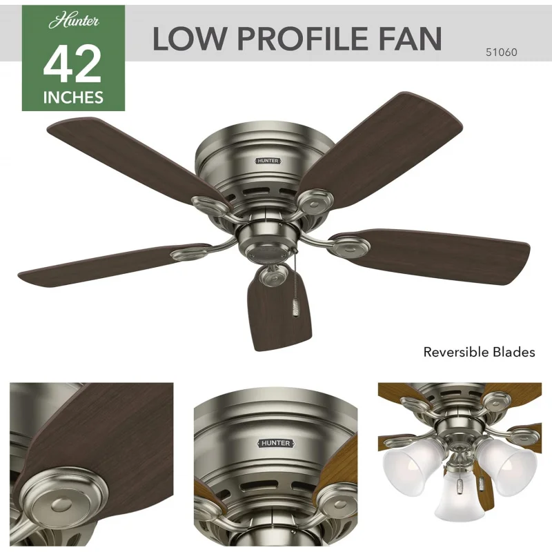 Company 51060 Hunter Indoor Low Profile IV Ceiling Fan With Pull Chain Control, 42