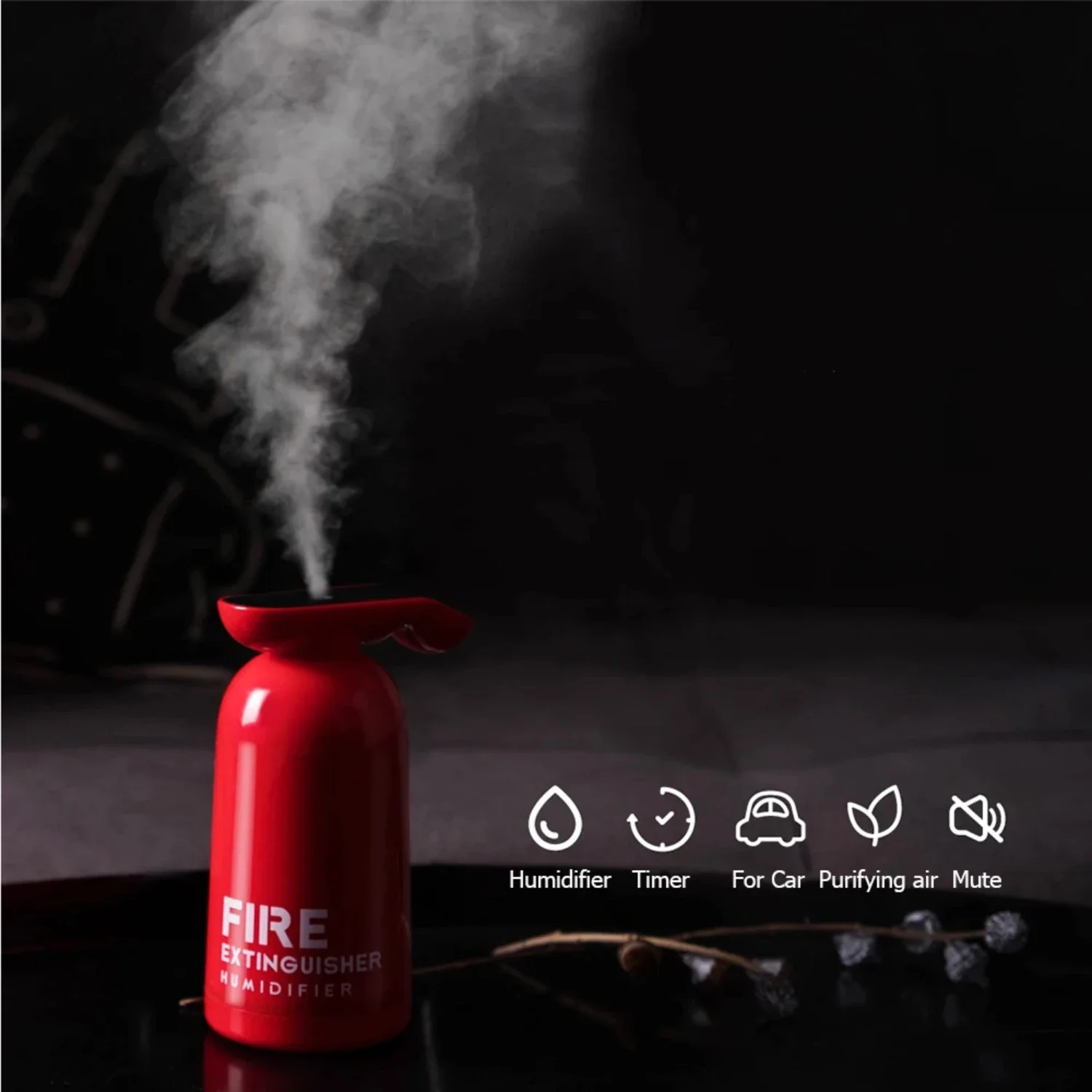 Compact, Stylish and Efficient Ultrasonic Fire Extinguisher 180ML Air Humidifier - Creative Miniature Cool Mist Maker with Relax