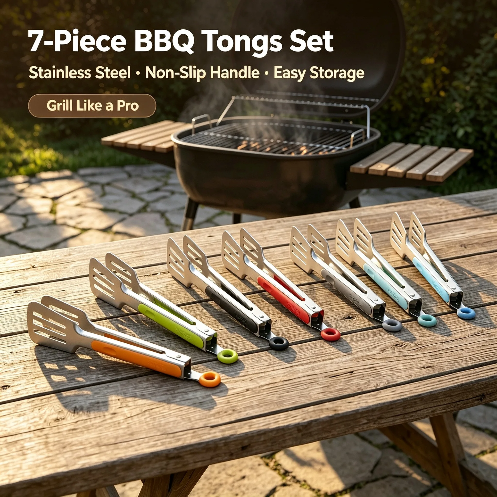 Camping Hiking Cooking - Pinza para barbacoa de acero inoxidable