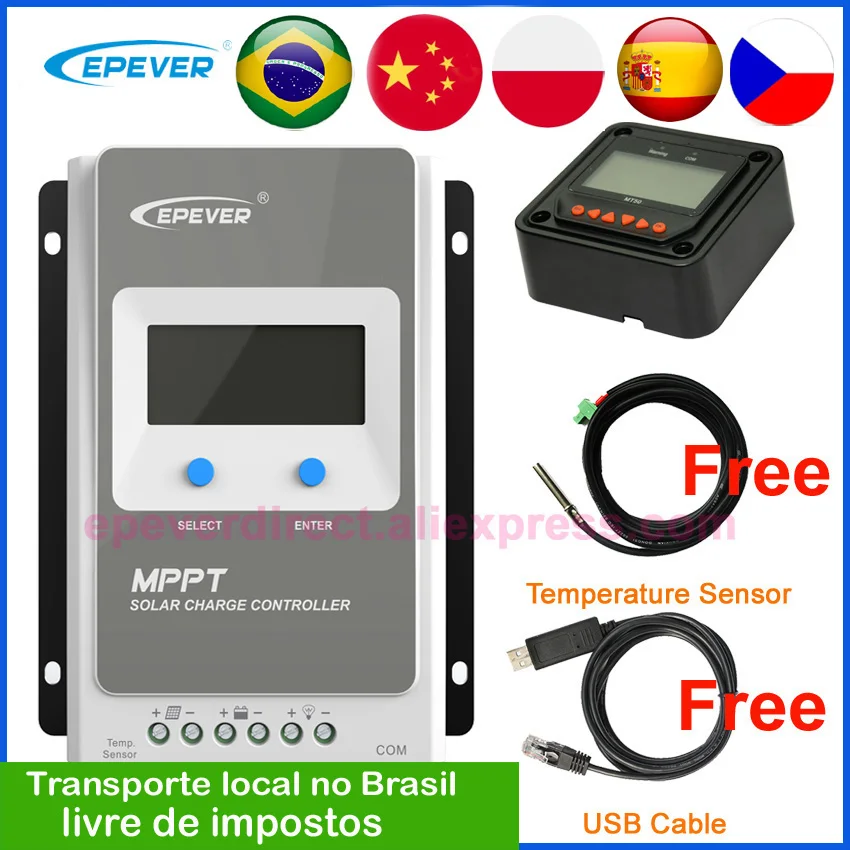 EPEVER Tracer MPPT 40A 30A 20A 10A Solar Charger Controller LCD 12V24V Auto High Efficiency Regulador Solar 4210AN 3210AN 2210AN