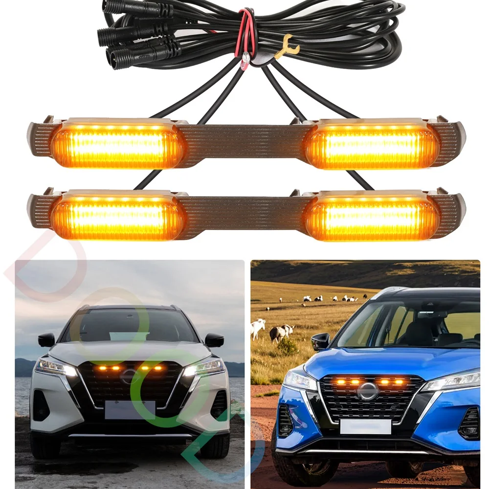 Abs Grill Grille Led Lights Fit for 2021 2022 2023 2024 Nissan Kicks Racing Grills Light Accessories