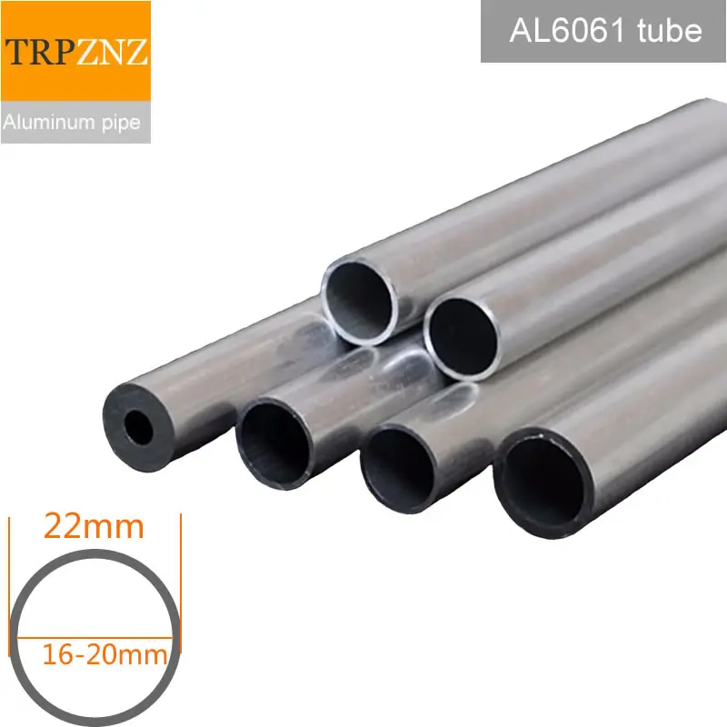 Outer diameter 22mm 6061 aluminum round tube OD22mm  inner 7m to 20mm  Hard straight aluminum pipe thin thick wall