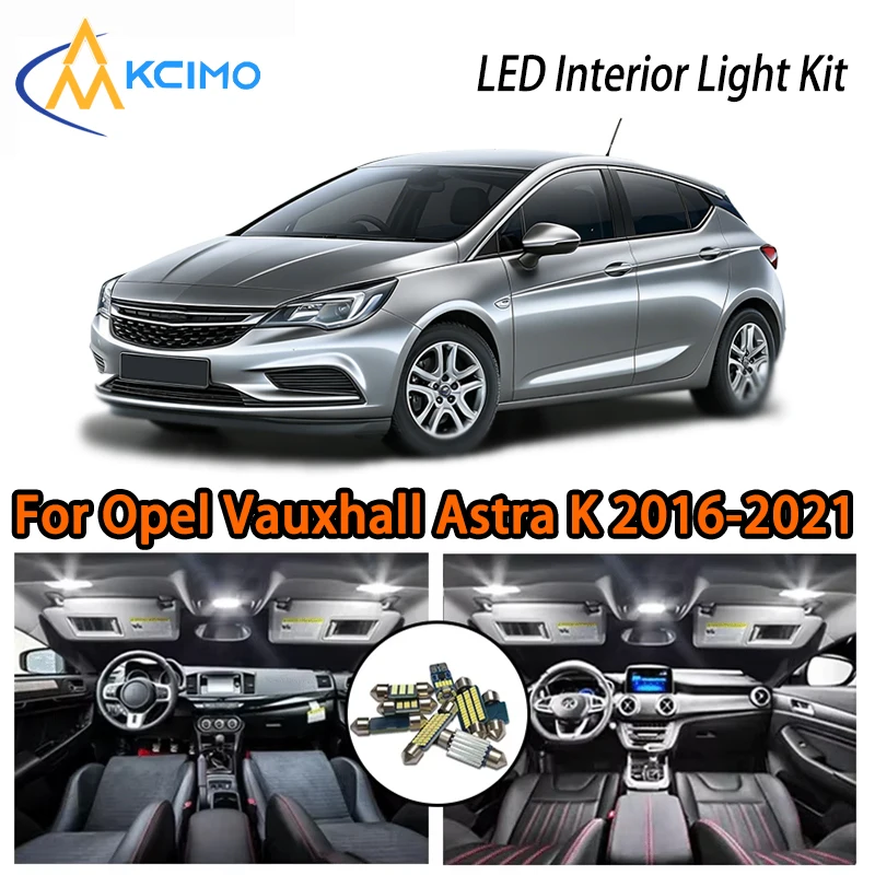 

Суперяркие светодиодные внутренние светильники для Opel Vauxhall Astra K 2016-2021, два цвета на выбор, простая установка, атмосферная лампа для автомобиля.