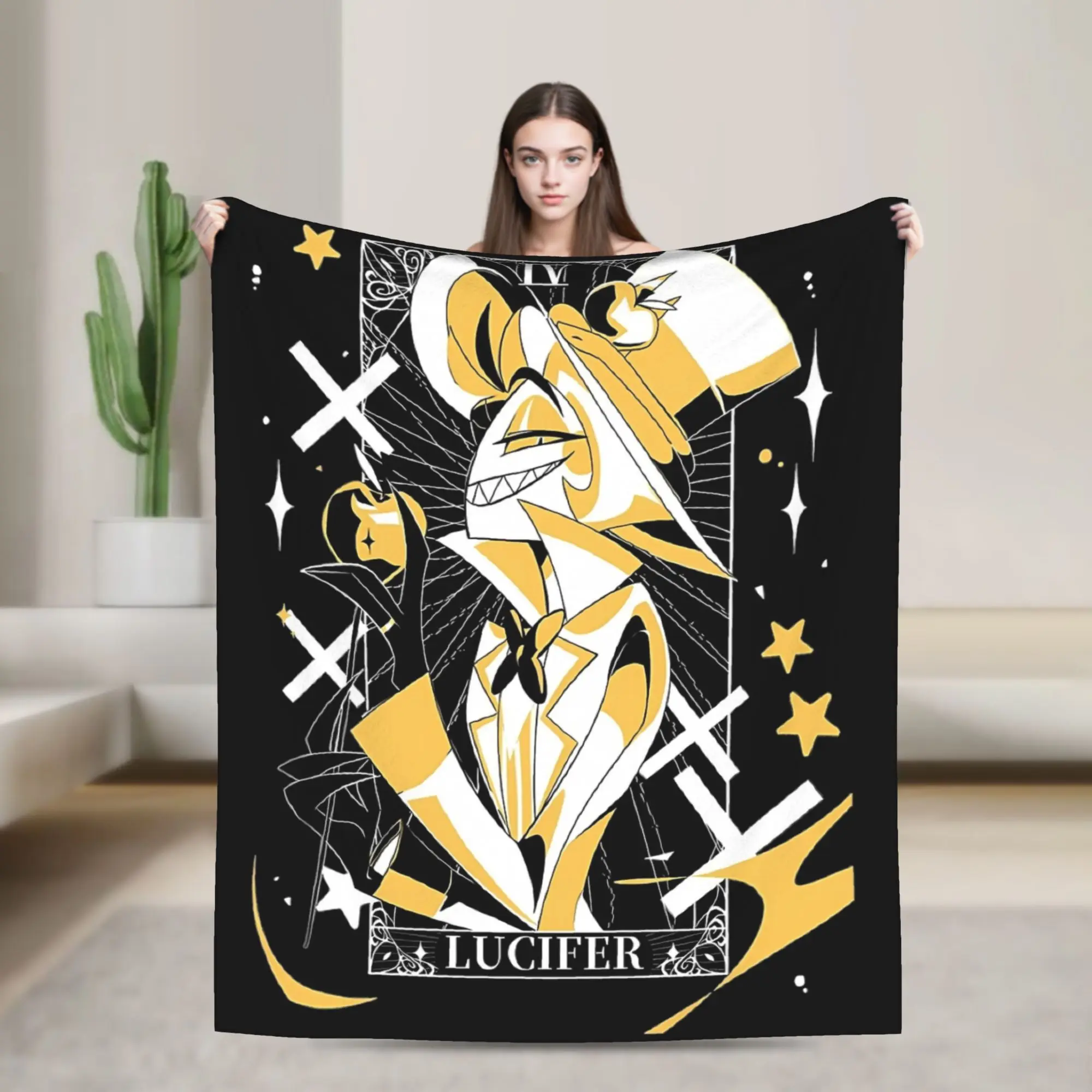 Lucifer Morningstar Hazbins Hotels Blankets Fleece Winter Breathable Lightweight Thin Throw Blanket for Home Outdoor Bedspreads