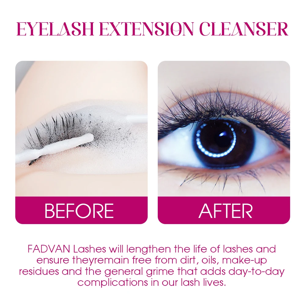 60ml Professional Eye Lashes Foam Cleaner Individual Eyelash Extension Cleanser Shampoo Eyelashes Makeup Remover + Brush+Bottle