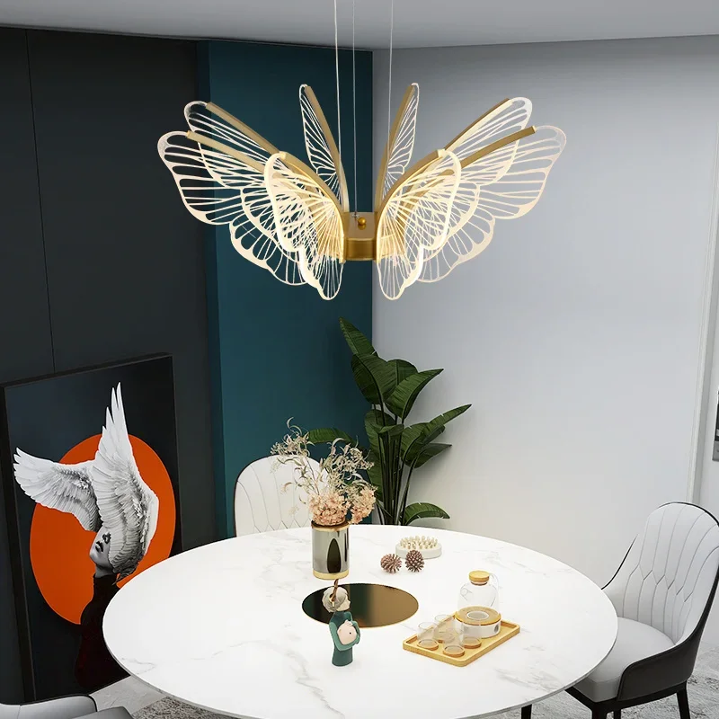 Morden LED Butterfly Ceiling Chandeliers Luxury Pendant Lights Living Dining Room Bedroom Home Decor Hanging Lamp Luster Fixture