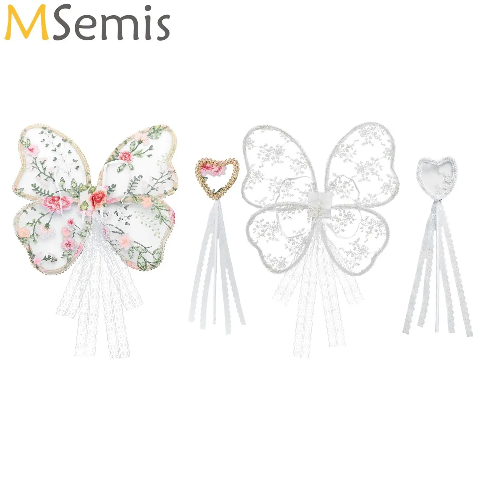 Girls Princess Accessories for Children's Photography Props Baby Lace Butterfly Angel Wings Fairy Elf Cosplay Dress-up Halloween