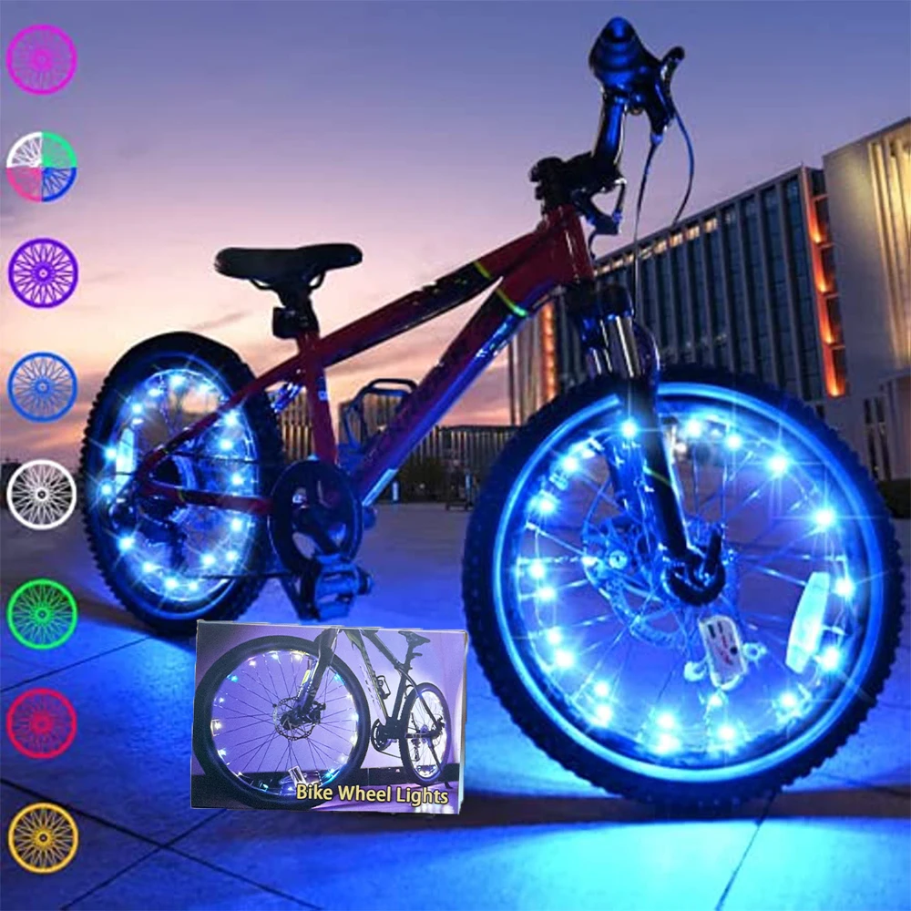 超高輝度LED自転車ホイール&スポークライト、夜間走行用多色安全警告タイヤストリップ照明、自転車ライト 1