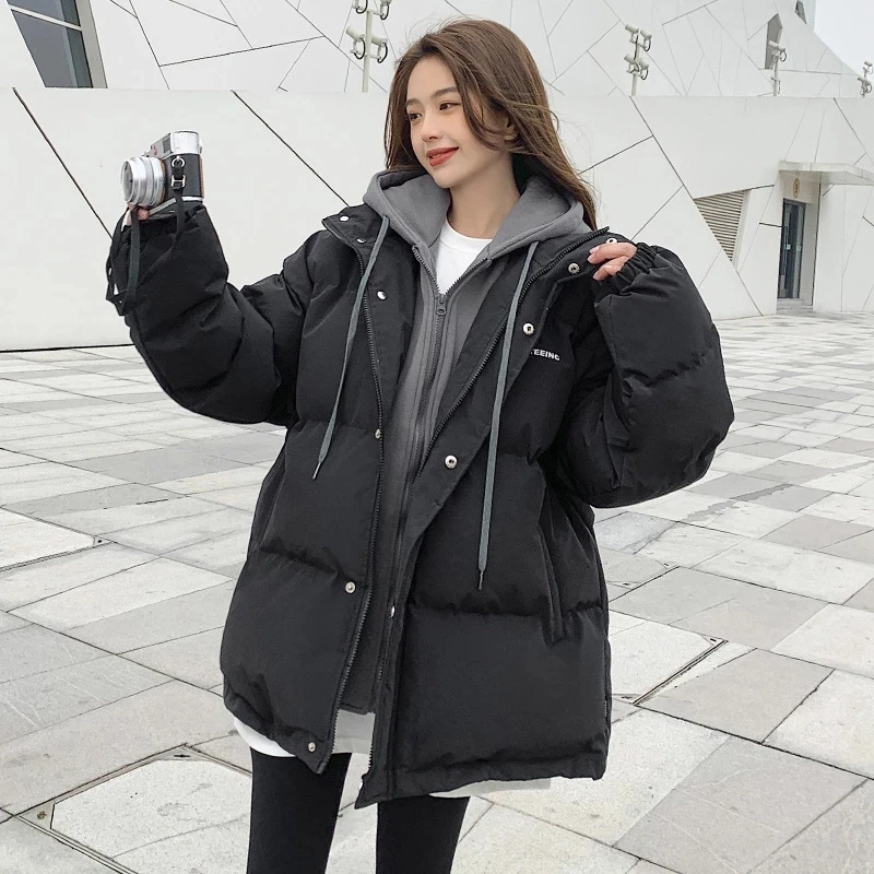 2023 Winter Jacke Frauen Dicke Warme Unten Baumwolle Mantel Weibliche Mode Lose Mit Kapuze Parkas Casual Outwear