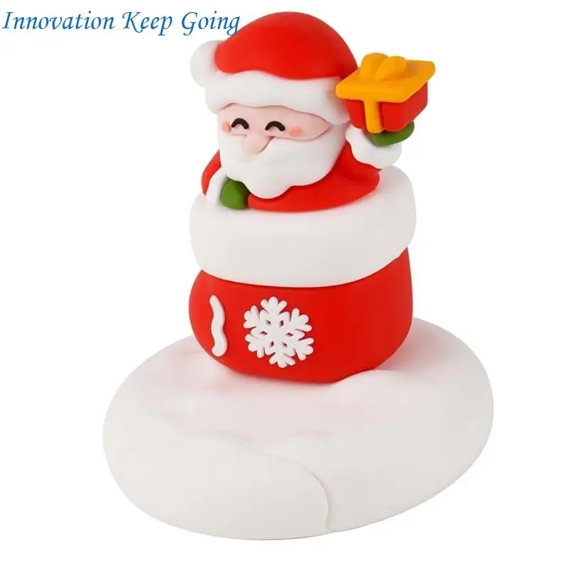 

E65C Christmas Phone Stand Rack Featuring Santa And Snowman Decorations For Festive Touch Adjustable For All Phone Size