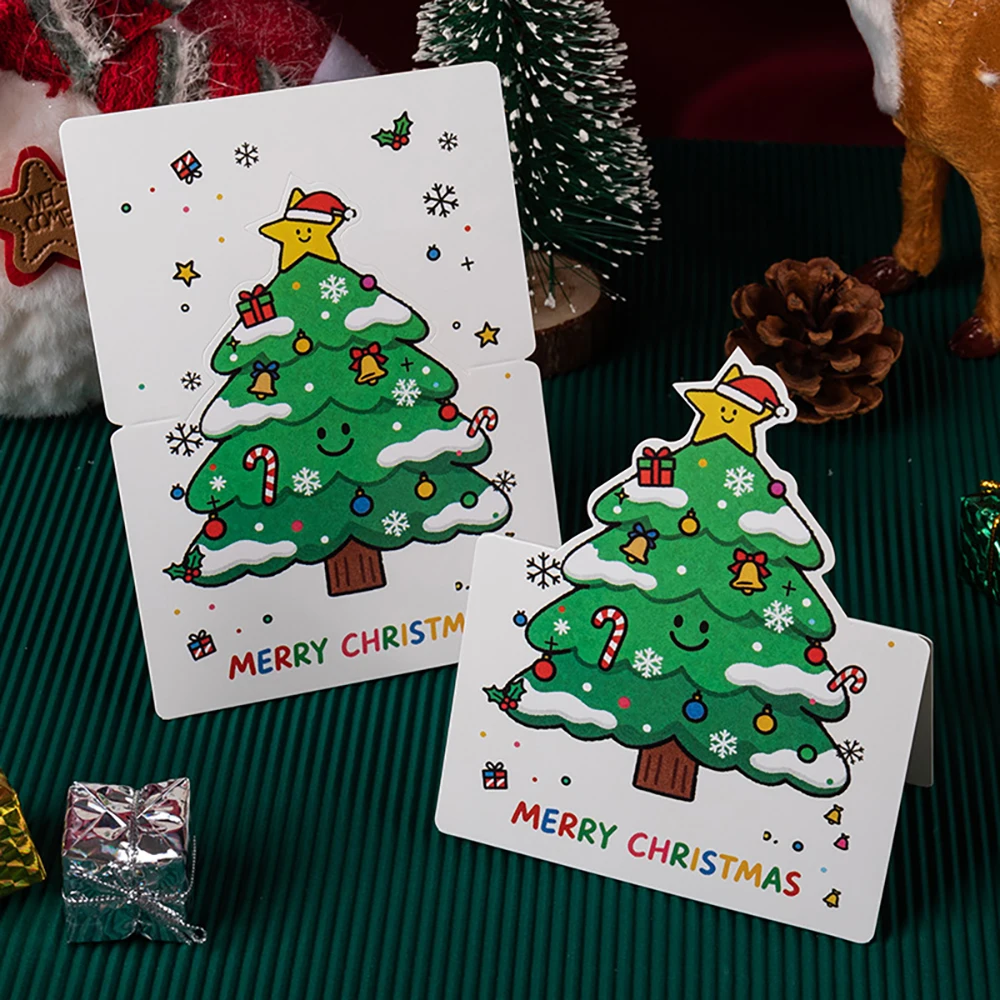 14 قطعة من بطاقات عيد الميلاد الكرتونية العتيقة، تحيات عيد الميلاد لمتجر الزهور، بطاقات ثلاثية الأبعاد مطوية، هدايا عيد الميلاد، بطاقات هدايا