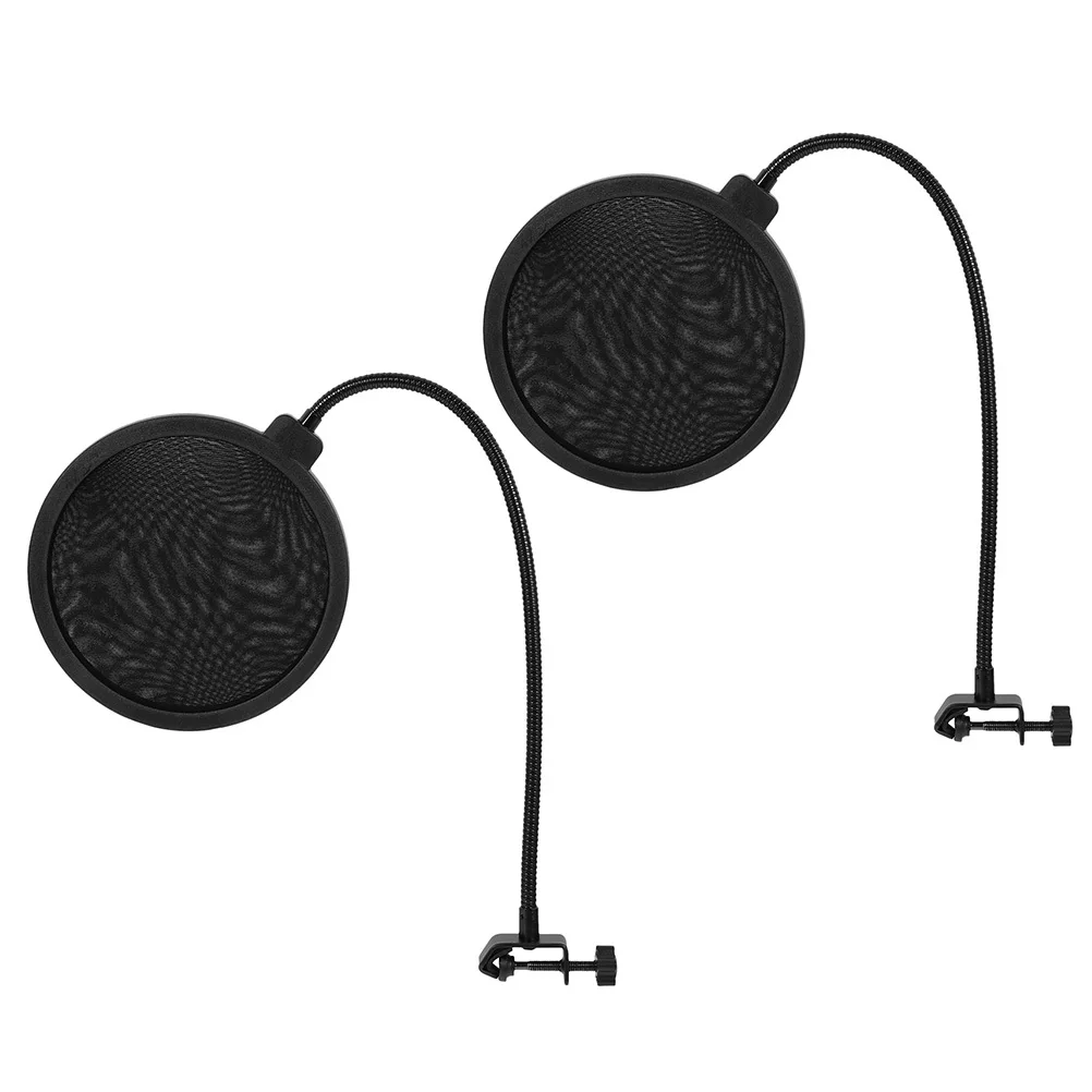 

2Pcs Mic Windscreen Shield with Clip Handheld Pop Filter for Microphone Live Broadcast Recording Anti-Saliva Spatter Design