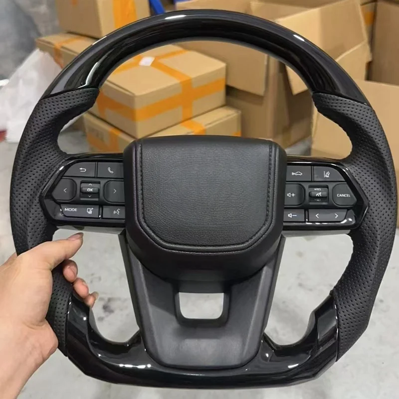 

Кожаный автомобильный руль из углеродного волокна для Toyota Land Cruiser 200 2008-2021, обновление LC300 2022 2023 LC200, руль
