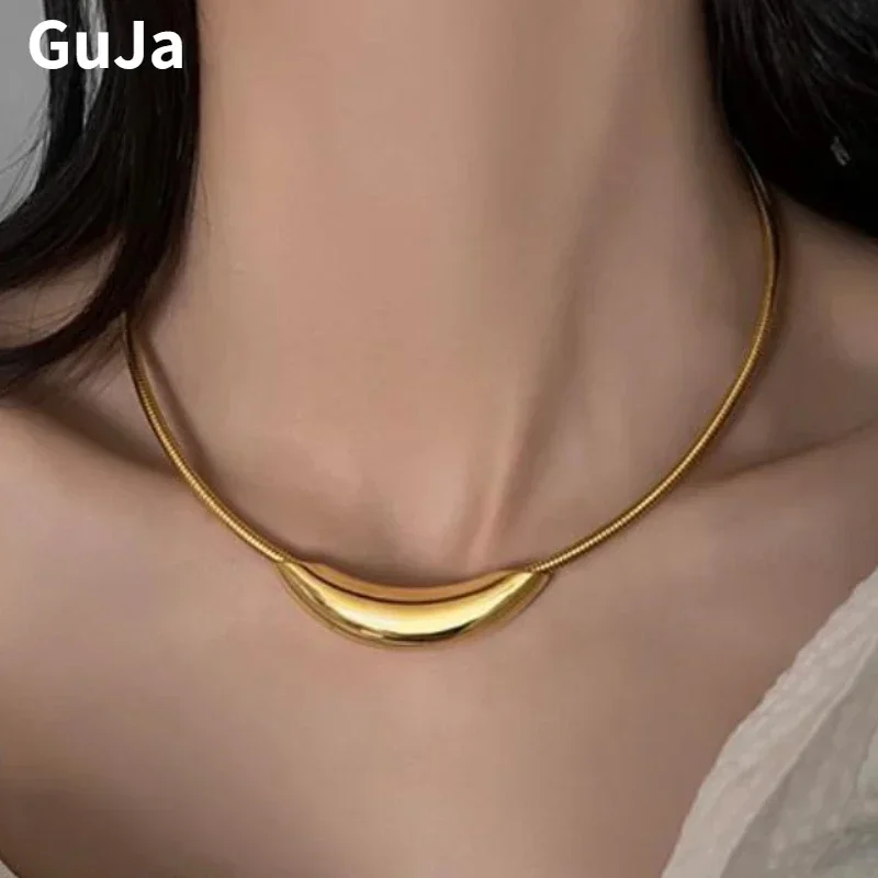 Fashion Jewelry European and American Design Metal Tube Snake Bone Chain Necklace For Women Party Gifts 2024 Trend New