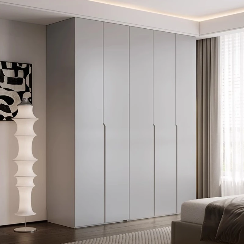 

Modern Wardrobe Closet Cabinet Bedroom Furniture Open Big Closets Storage Cupboard Cream Wind White Light Gray Sectional Shelves