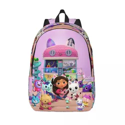 Customized Mermaid Gabbys Dollhouse Canvas Backpack Men Women Basic Bookbag for School College Cartoon Cats Bags