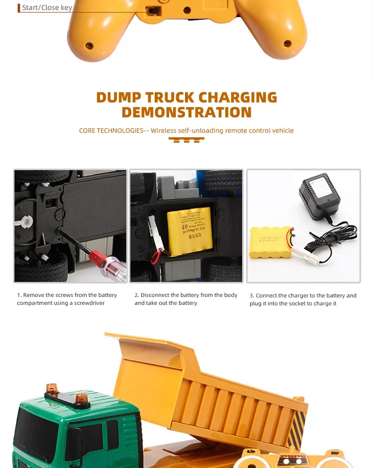 Caminhão basculante duplo e rc e520 1/20 carros caminhões 2.4g rádio controlado veículo de engenharia brinquedos para crianças meninos crianças adultos