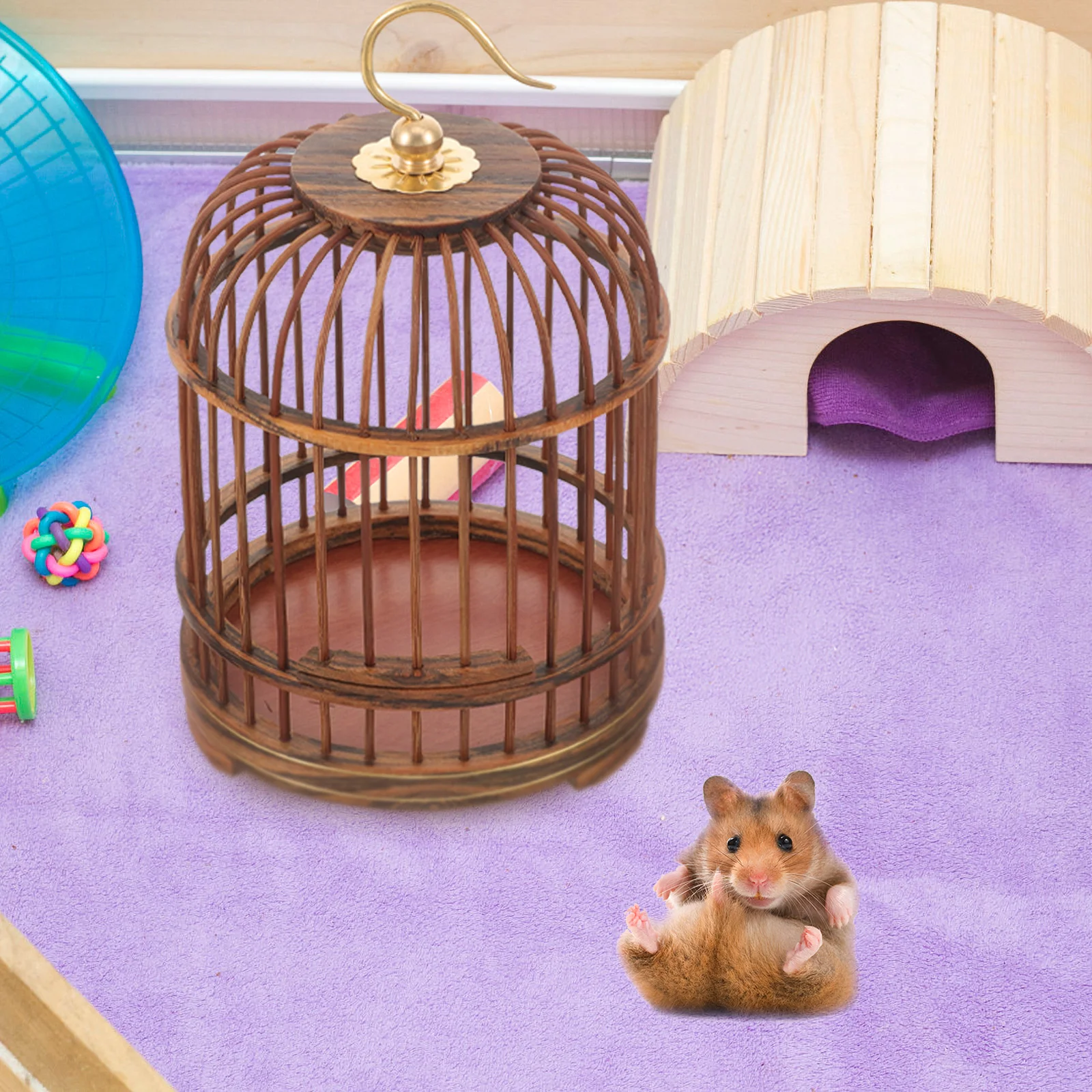 

Golden Sandalwood Pet Cage Inflatables for Children Animals Metal Wooden Bird Nest