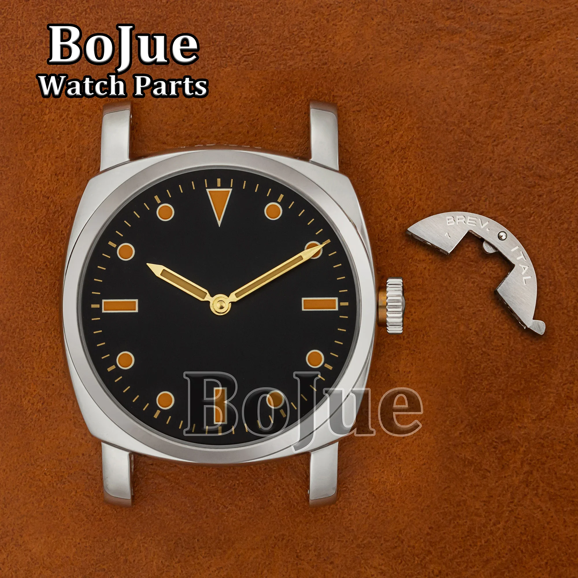 Vintage Watch Dial Hands Stainless Steel Case Fit for PAM 6152 ETA 6497/6498 Movement Watch Accessories Repair Parts 47mm Case