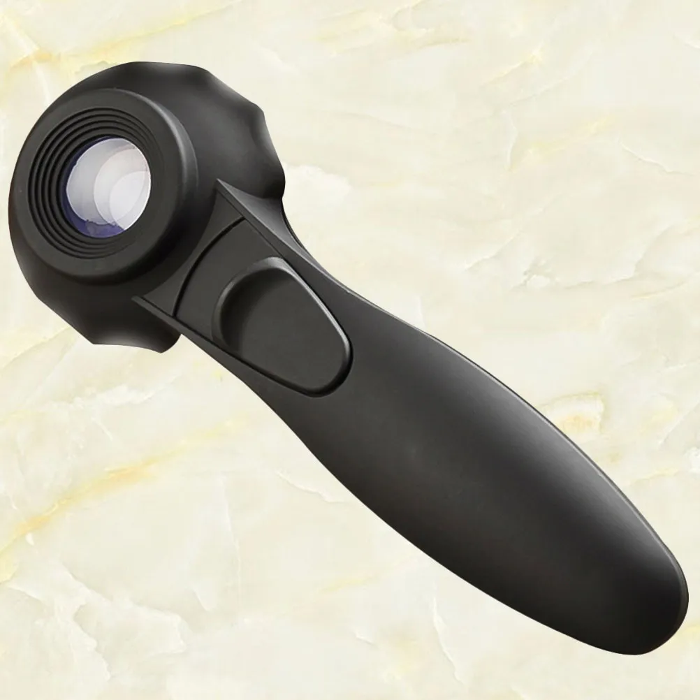 1Pcs Handheld Magnifying Glass Black 30X Jewelry Identification Elastic Glued Lens 6 Leds Portable Lighted Magnifier Battery Not