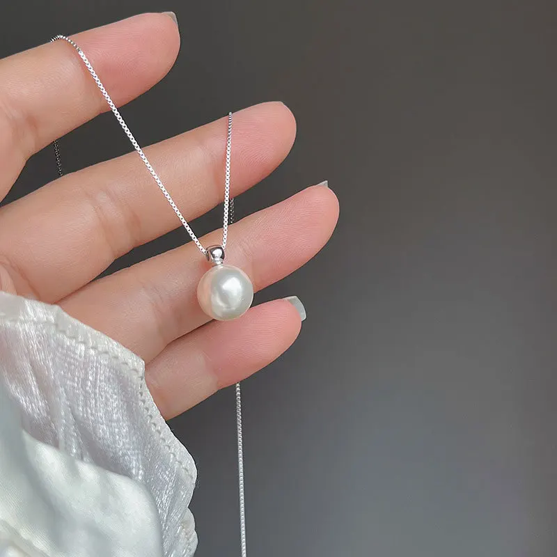 2024 Fresh Geometric Round Pendant Necklace for Women • Silver-Plated Copper Box Chain • Minimalist Clavicle Jewelry • Light Lux - view 4