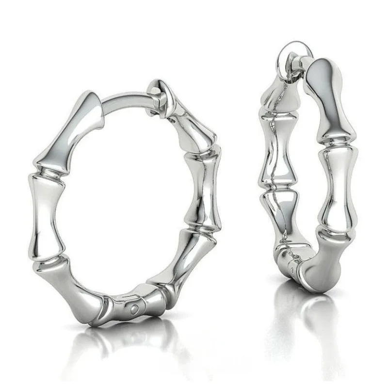 Vintage Hand Carved Pattern Hoops Women's Earrings Silver Color Metal Geometry Daily Wear Party Jewelry Anniversary Gift