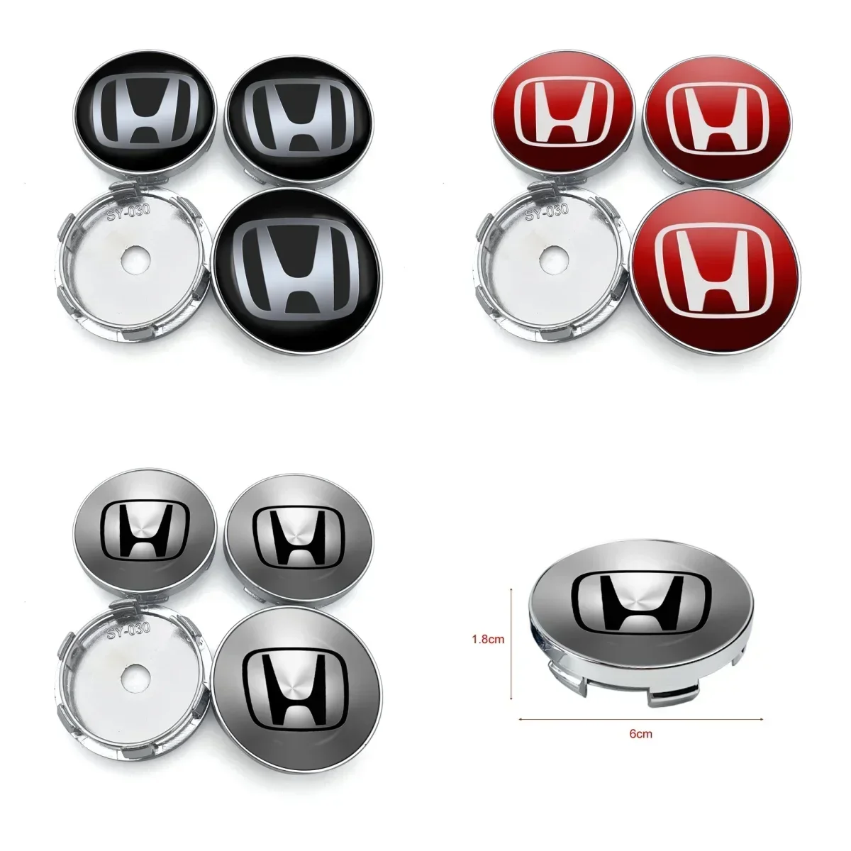 4pcs 60mm Car Wheel Center Hub Cap Rim Cover Emblem Stickers For Honda Civic Fit Jazz Accord Pilot Passport Stepwgn CRV BRV HRV