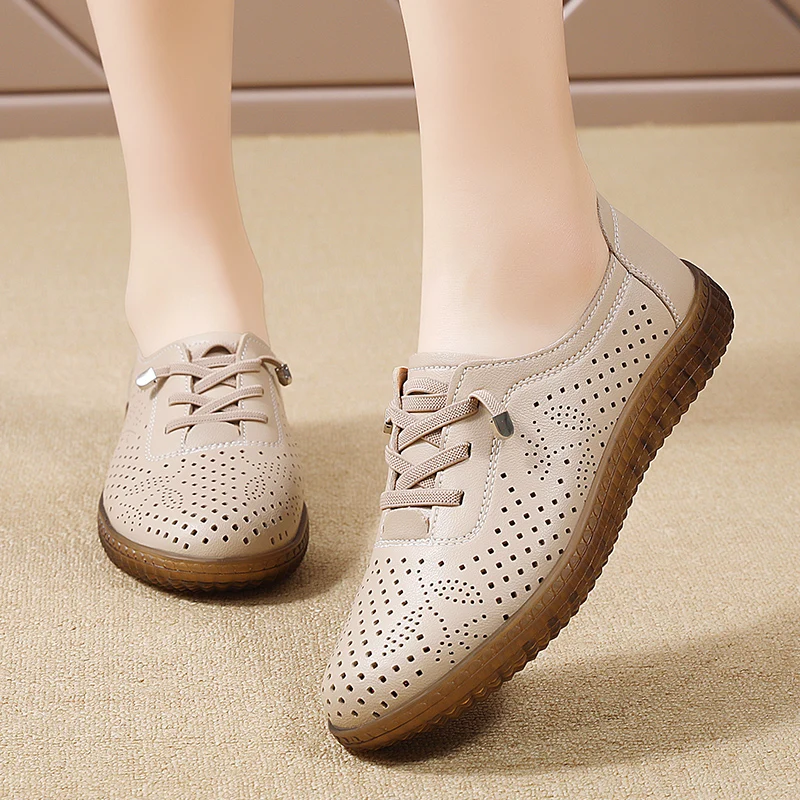 

Shoes for Women Moccasins Flats Woman Loafers Genuine Leather Female Shoes Slip On Ballet Nurse Women's Shoes Plus Size
