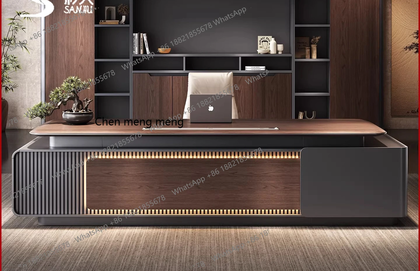 

Простой и современный комплект офисной мебели: стол и кресло для руководителя, стол президента, стол менеджера, офисная мебель в комплекте.