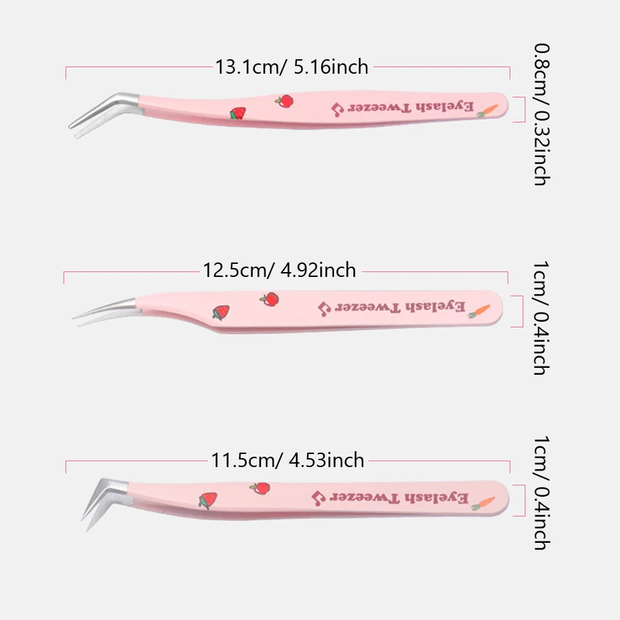 High Precision False Eyelashes Tweezer for Lash Extensions, Nail Rhinestones Pick Up, With Cute Strawberry Design