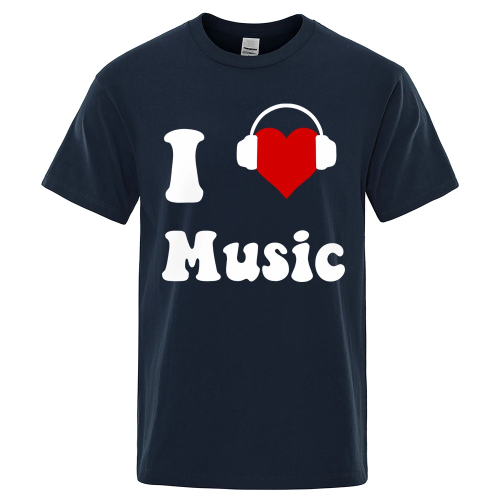 

I Love Music Letter Printing Tshirt Man Casual O-Neck Tees Breathable Summer Tshirt Fashion Cotton Loose Short Sleeved Couple