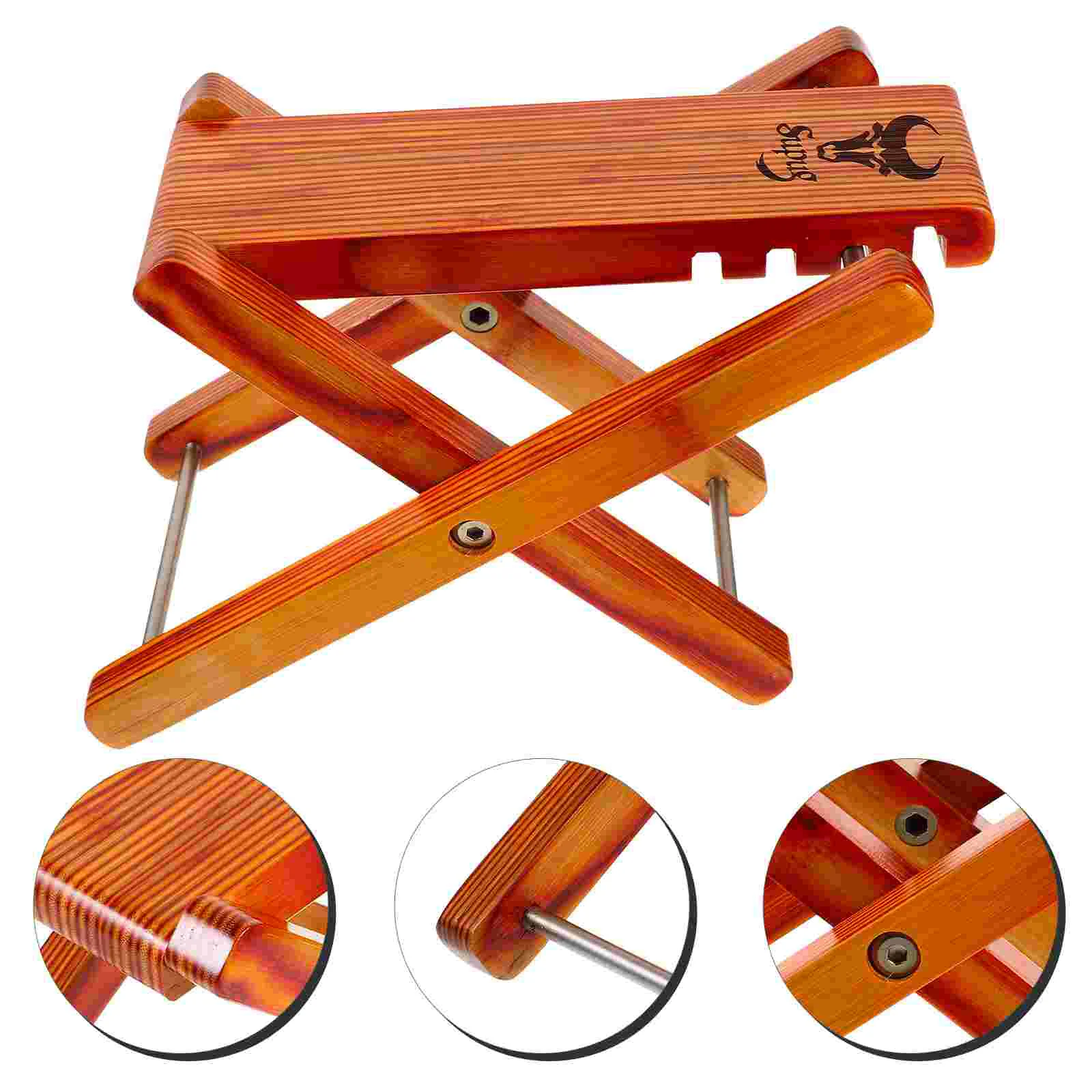 

Bamboo Classical Guitar Foot Pedal Stool 4 Adjustable Heights Wood Construction Metal Rod Stylish Comfortable