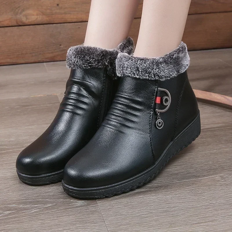 Winter Mom Cotton Boots  Arrival Ladies Warm Plush Shoes Short Boots Women Cozy Plush Shoes Black Female Ankle Boots 2024