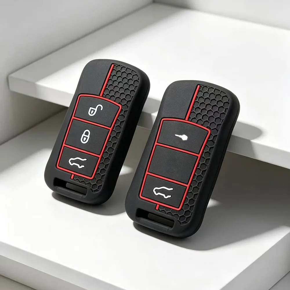 For Porsche Cayenne GTS Panamera Carrera GT3 Flip Remote Silicone Car Key Cover Protector Accessories Case Keychain
