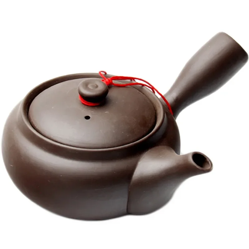 Handmade Japanese Style Purple Clay Tea Pot with Ceramic Side Handle Filter Creative Chinese Kung Fu Tea Set for Office