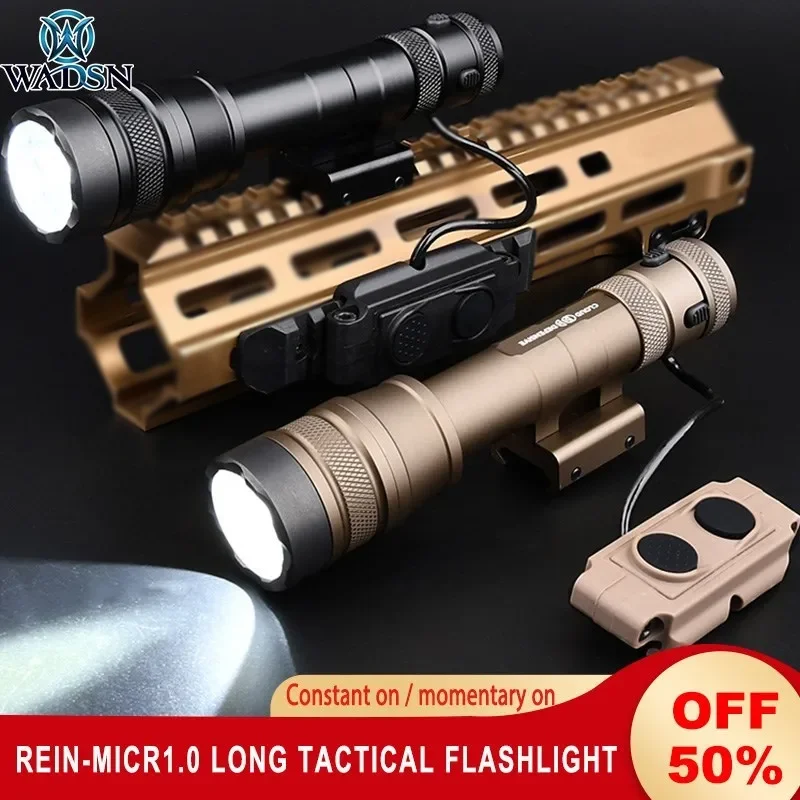 WADSN Defensi REIN-Micr1.0 Tactical Flashlight 1300Lumen Hunting Airsoft White LED Scout Light Mount For 20MM M-Lok Keymod Rail 