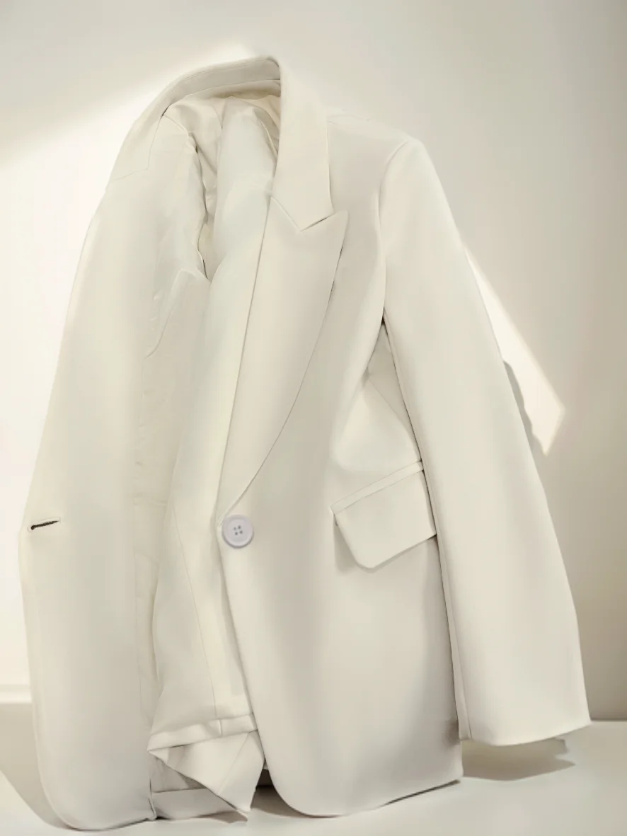 

Женский классический льняной пиджак-блейзер цвета Jet Black из шерсти, свободного кроя, для вечеринок и повседневной носки, с цветочным принтом, на потайных кнопках, с зауженной талией, удобный, в стиле BF