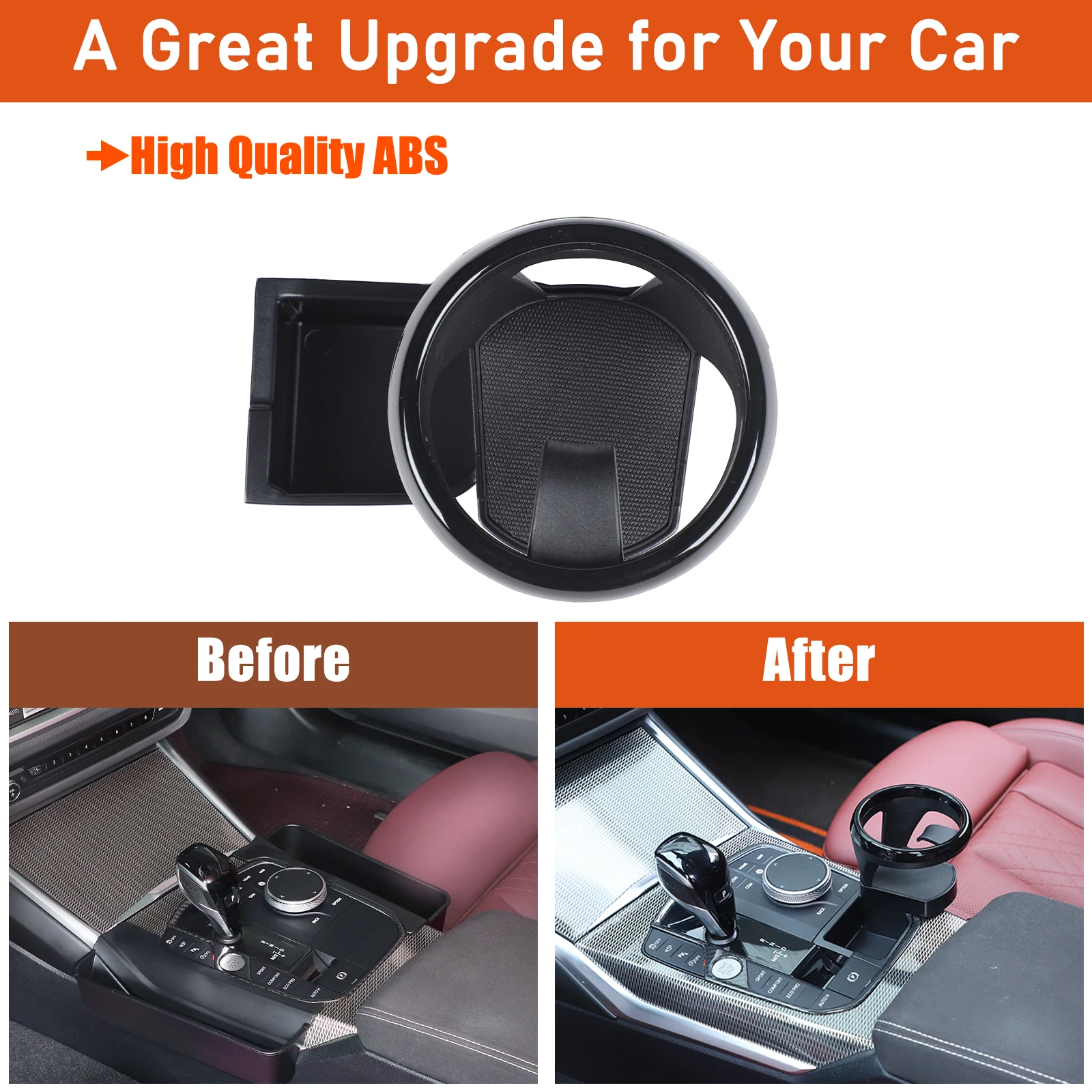 

For BMW 3 4 Series G20 G21 G28 G22 G23G 26 20-24 ABS Black Car Central Control Gear Storage Box Water cup holder Car Accessories