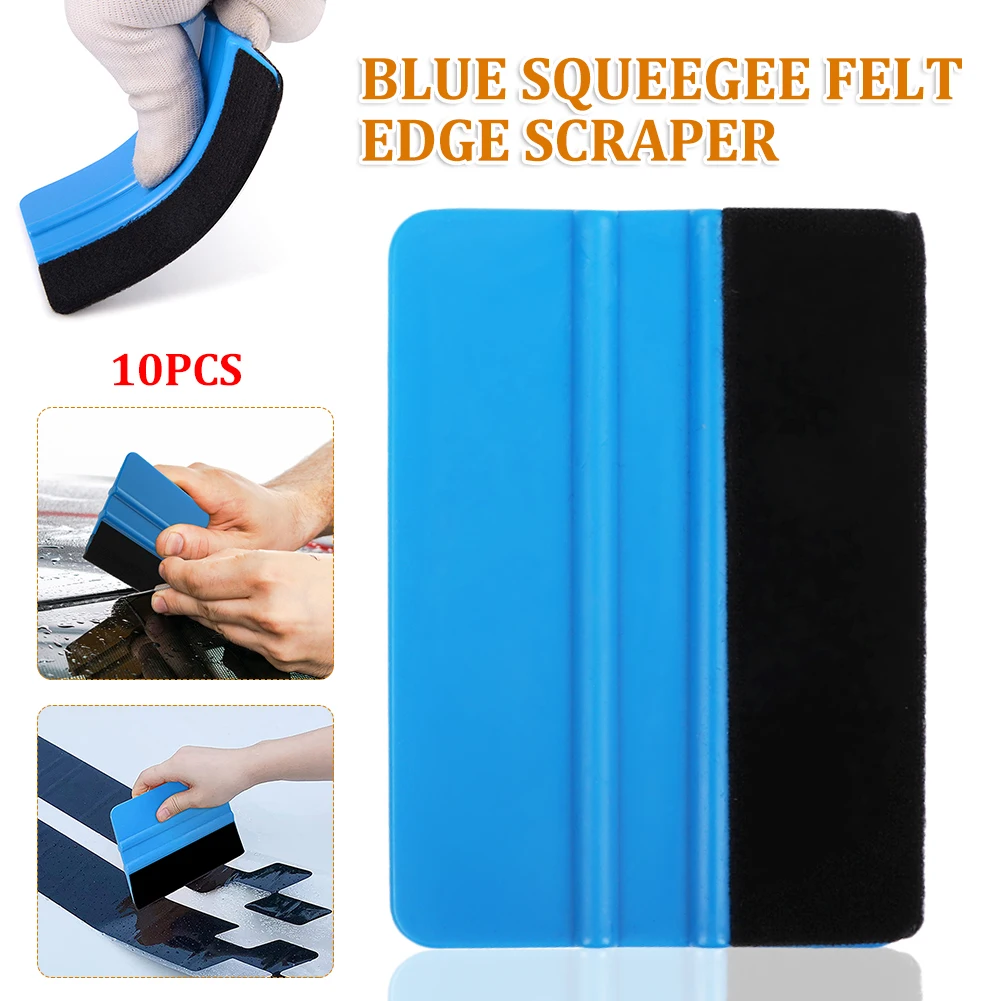 

10Pcs/Set A02 Blue Squeegee Felt Edge Scraper, Car Decals Vinyl Wrapping & Tint Tools Car Accessories 10x7.3 CM