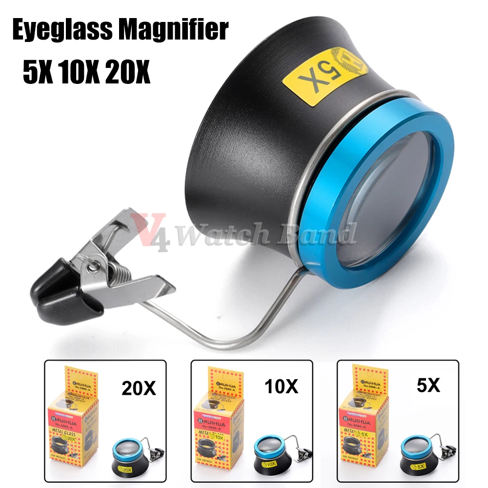 5X 10X 20X  Watch Magnifying Glass Clip on Magnifier Watchmaker Jewelry Watch Repair Tools Magnifying Glass Kit Service Tool