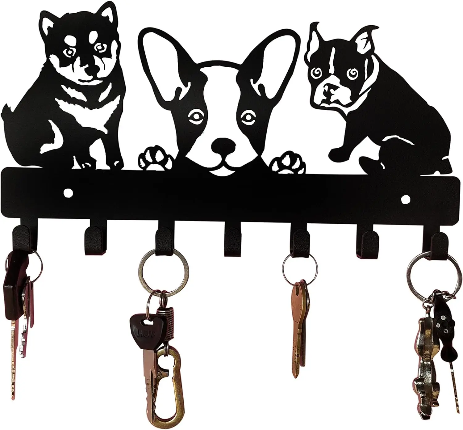 

Metal dog leash and Key Holder, Puppies shape wall hanging decor hanger, livingroom and hallway decoration