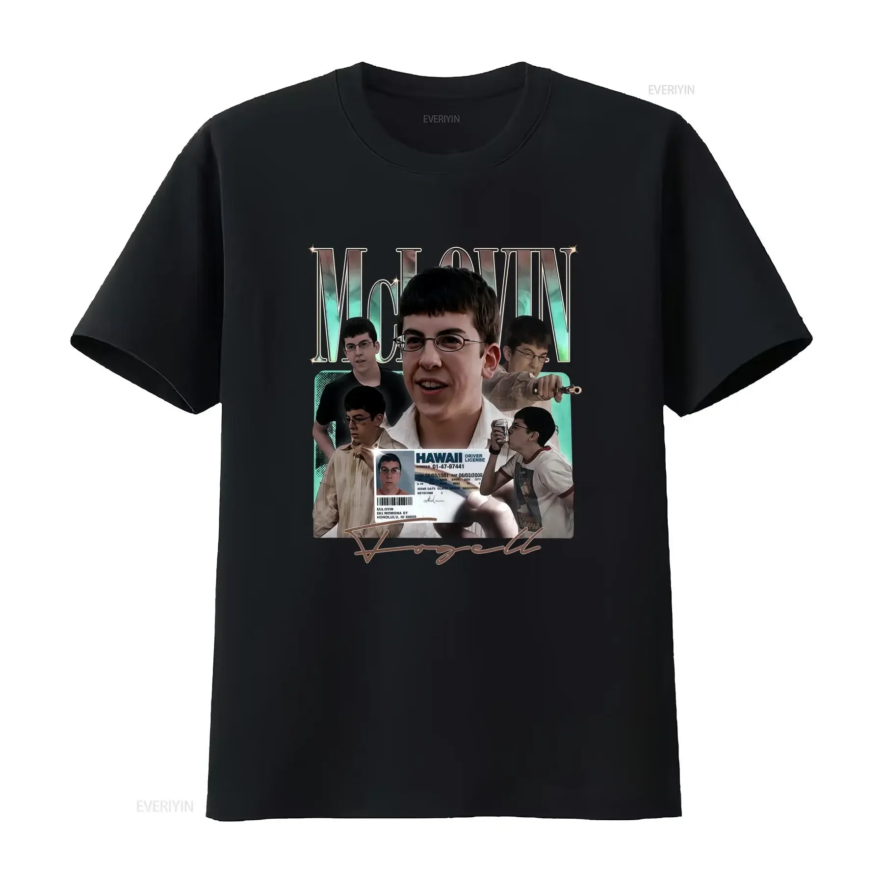 Mclovin Fogell T Shirt Vintage Retro Bootleg Girocollo Casual Tessuto Leggermente Elasticizzato Vestibilità Regolare vintage