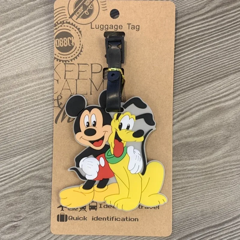 Cute Chiikawa Mickey Minnie Luggage Travel Accessories Tag Silicone Luggage ID Card Address Clip Luggage Boarding Pass Portable