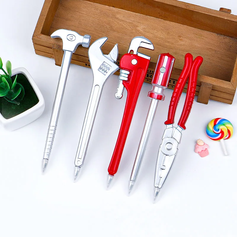 12 Pcs Wholesale Hardware Wrench Pliers Screw Hammer Ballpoint Pens Creative Student Stationery Gift Cartoon Pen Accessories