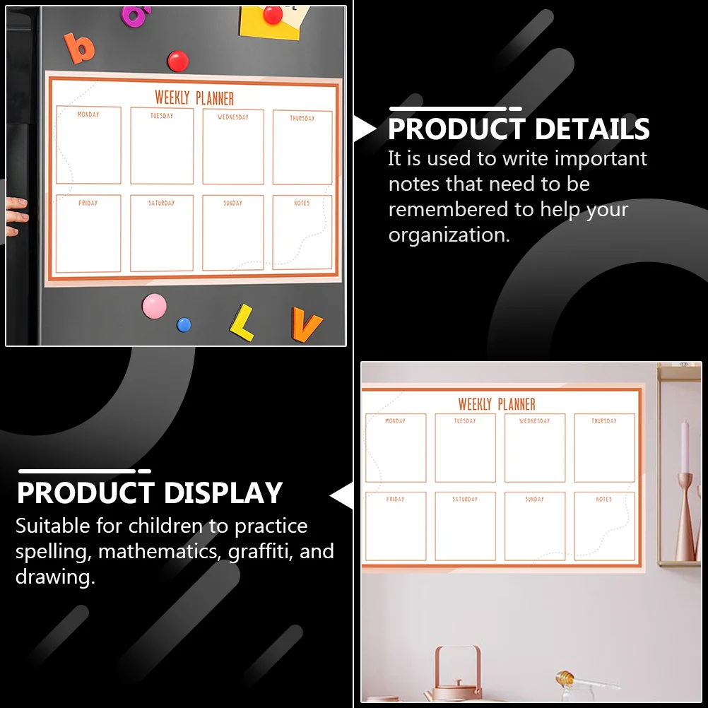 Whiteboard-Kalender, trocken abwischbar, monatlicher Kühlschrank, wöchentliche Zeichnung, Tafel, magnetische Tafel aus, Graffiti-Planer, löschbar, früh