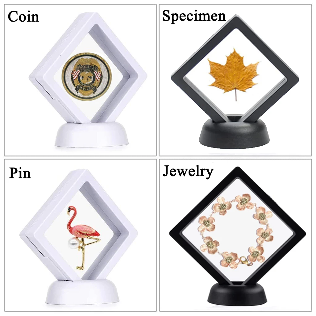 

10Pcs Reusable Coin Jewelry Display Stand Storage Box Case with Base for Bracelet Earring Gem Ring Challenge Coin Medal Holder