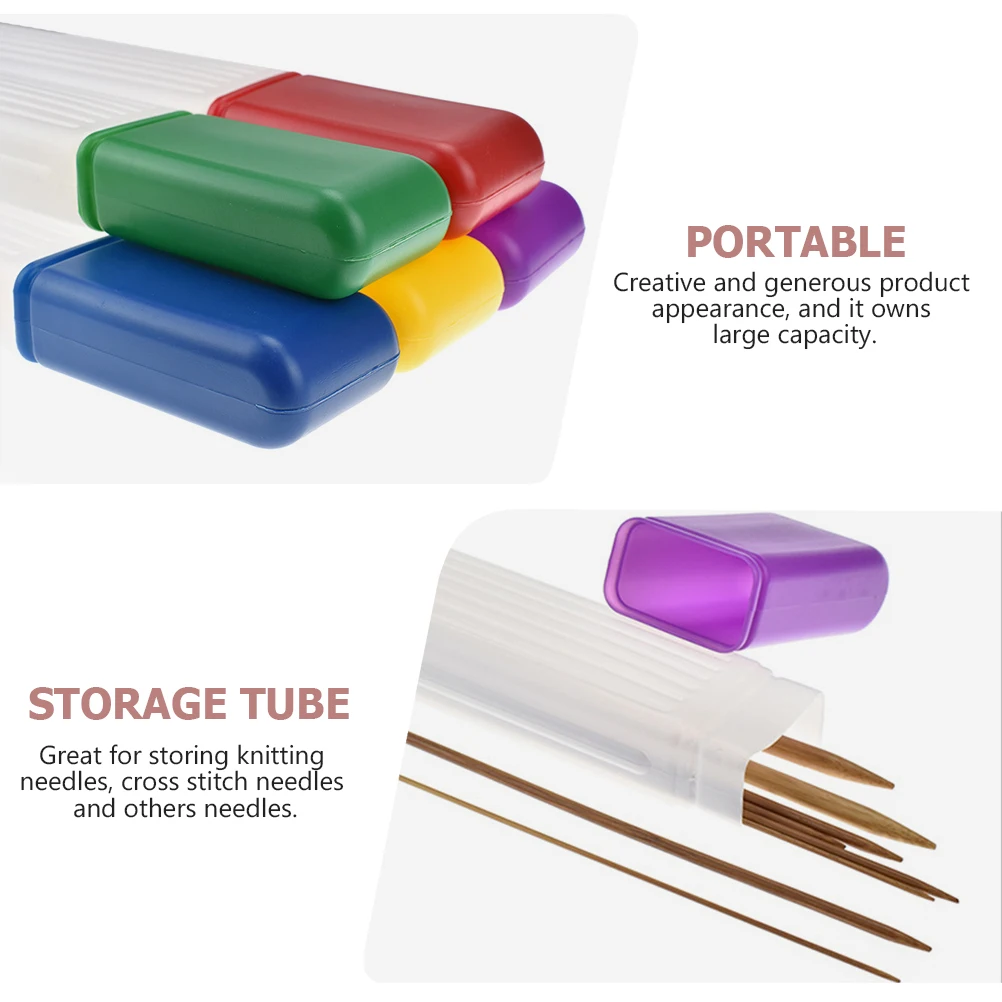 

5pcs Knitting Needle Container Plastic Sweater Needle Storage Box Lightweight Portable ganizer for Handmade Sewing Needles